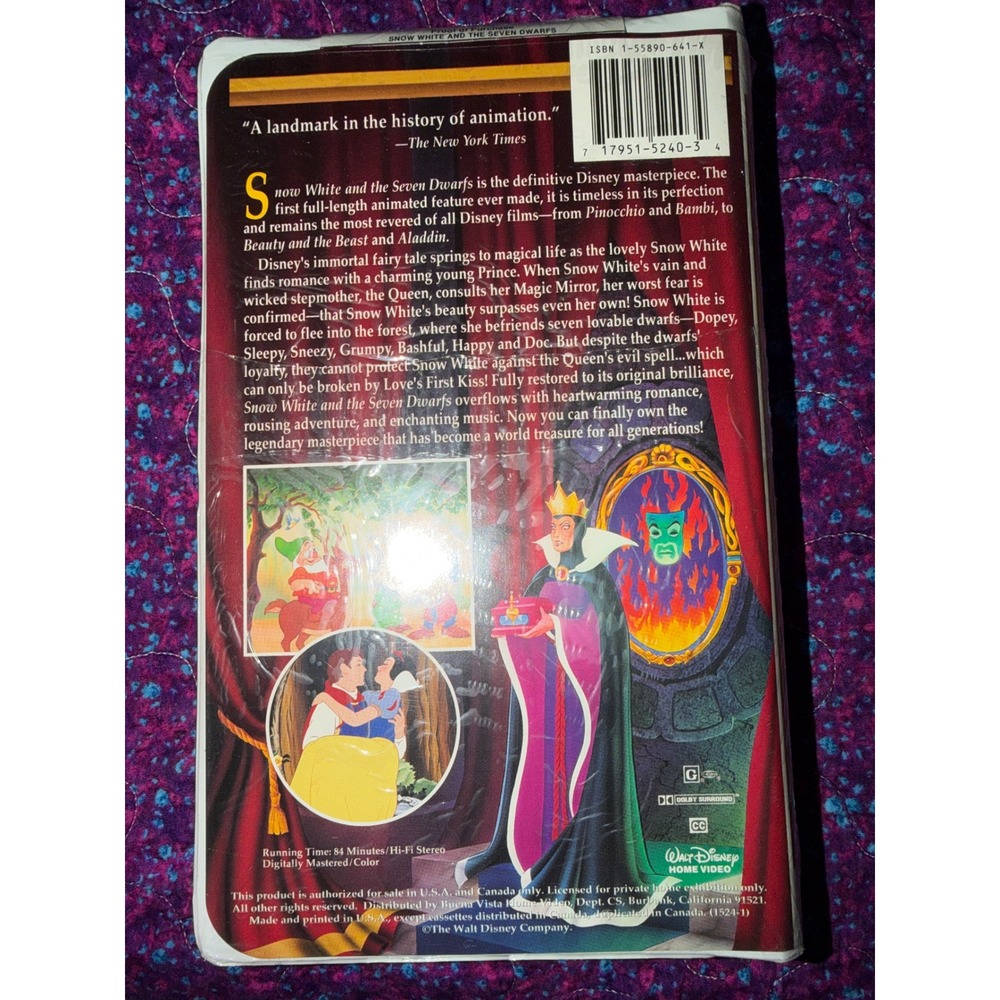 Disney Snow White and the Seven Dwarfs VHS Masterpiece Collection Sealed - Picture 2 of 5